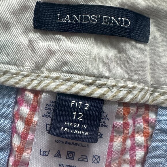 Lands End Shorts Gingham Seersucker Fit 2 Size 12 Pink - Picture 3 of 3